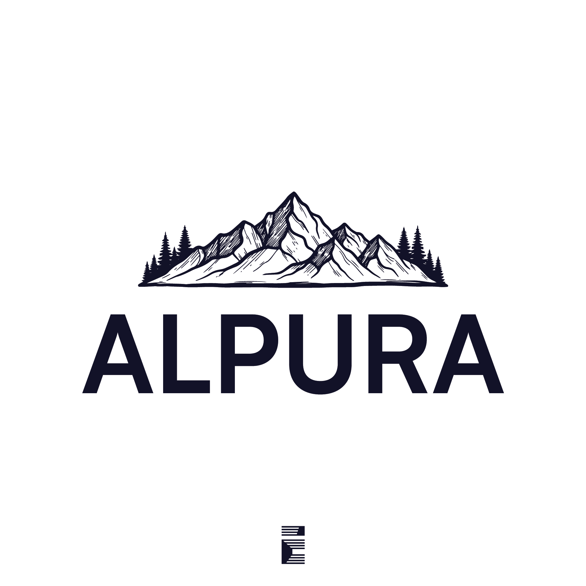 Alpura Logo Design - Hand-drawn mountain and pine tree concept