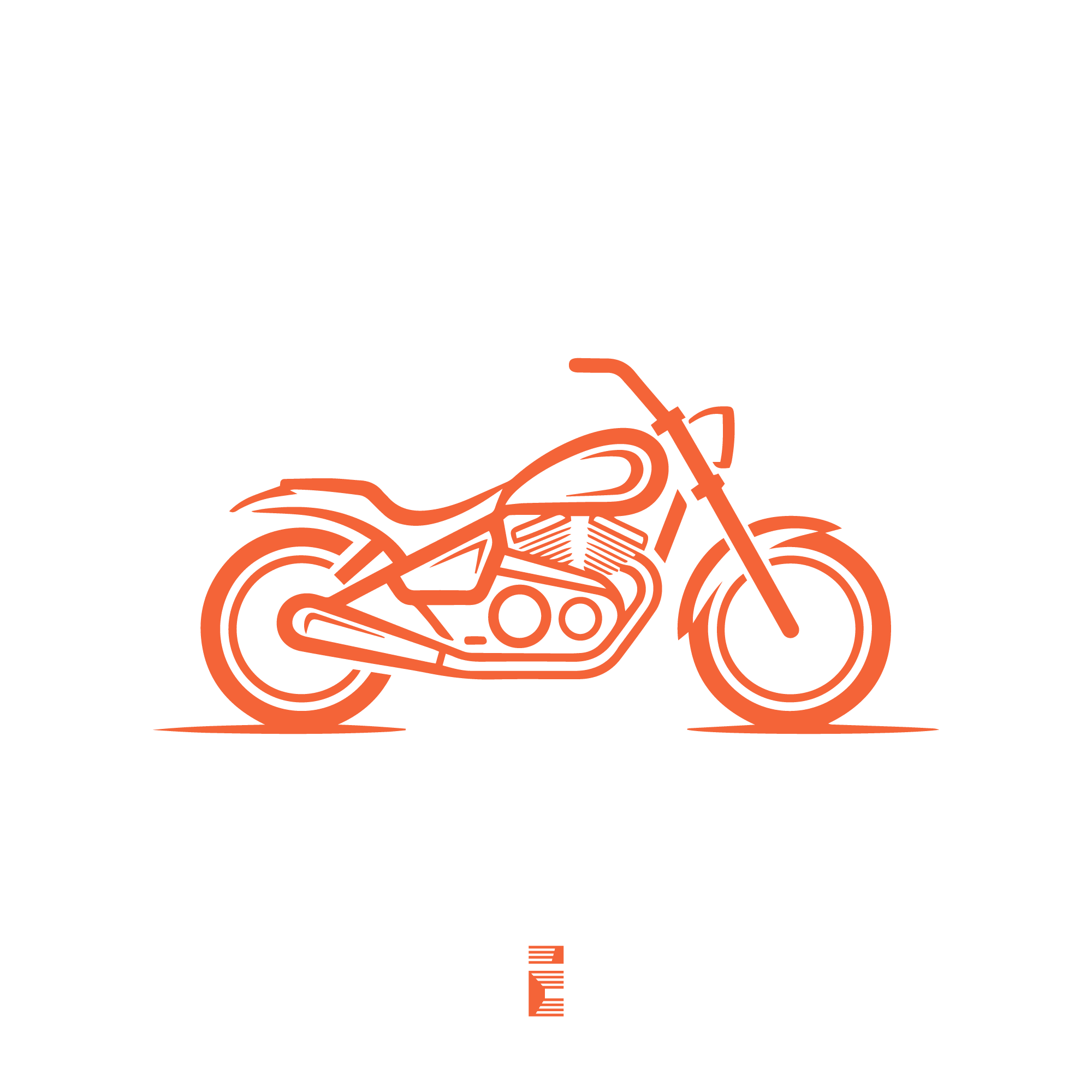 MOTOSOUL cruiser logo in orange line art representing freedom, motion, and highway riding culture.